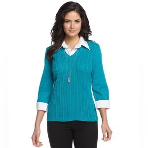 Kim rogers Sweater & Shirt Combination with necklace